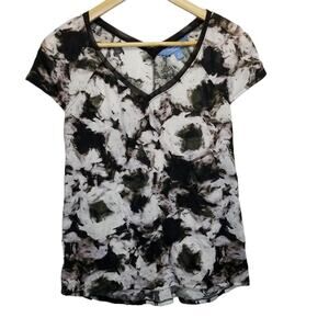 Simply Vera Wang Shirt Petite Small Floral Cap Sleeve Top